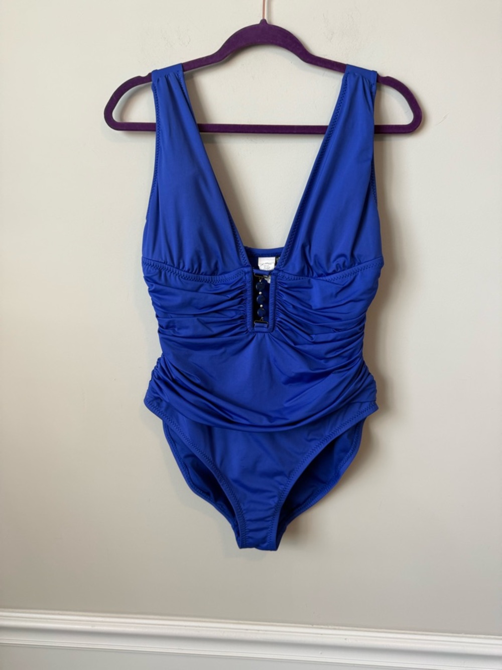 Anne Cole Blue V-Neck One-Piece with embellished detail size 10 women’s